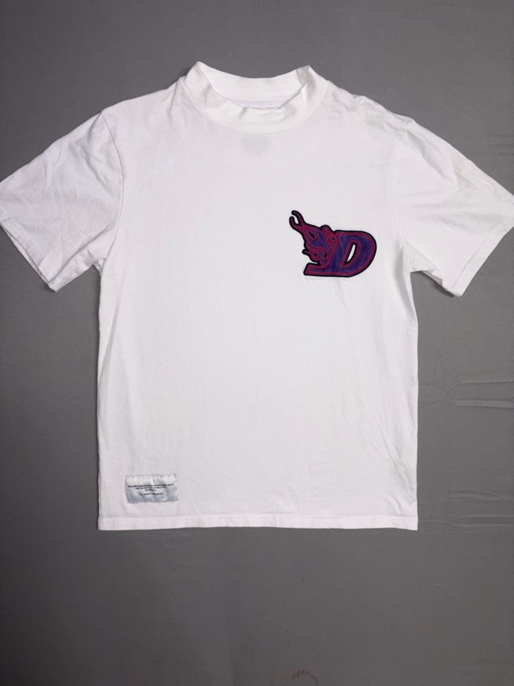 Boohoo man x dababy White Short-Sleeve Tee with Black Text Patch